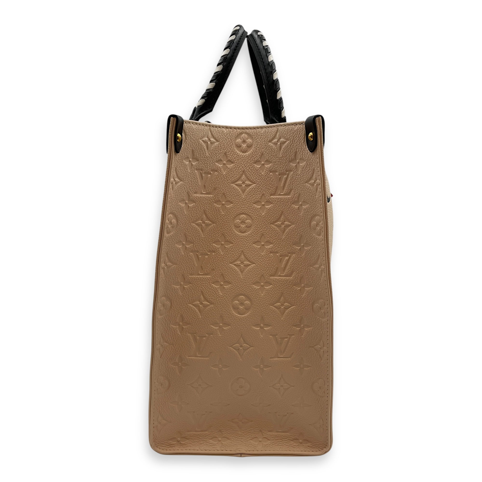 Crafty Onthego GM Cream Shoulder Bag in Coated Canvas, Gold hardware