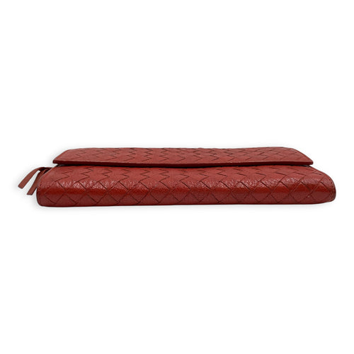 Intrecciato Long Orange Wallet in Nappa Leather, Silver hardware
