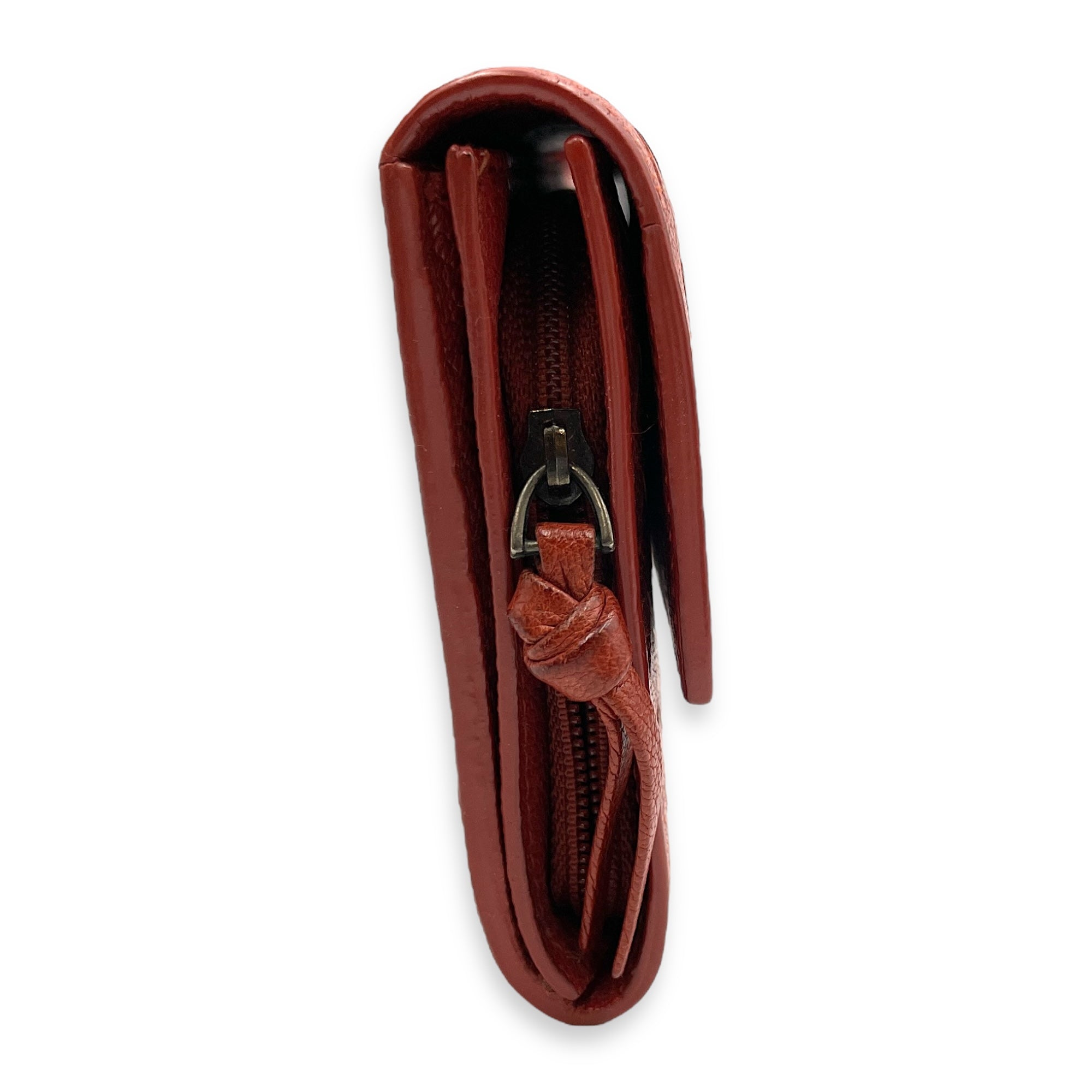 Intrecciato Long Orange Wallet in Nappa Leather, Silver hardware