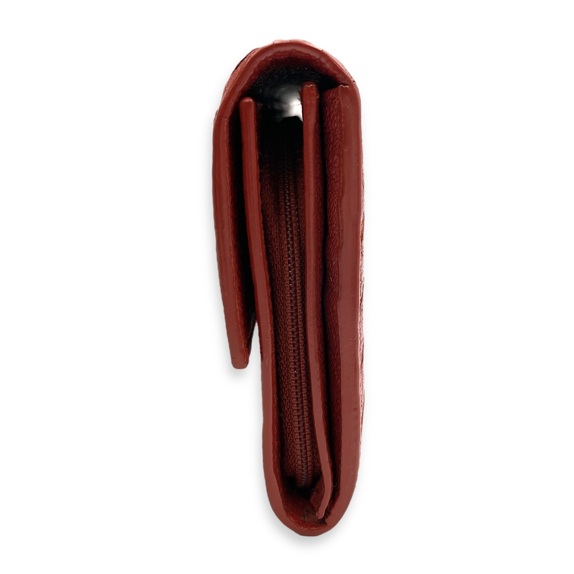 Intrecciato Long Orange Wallet in Nappa Leather, Silver hardware