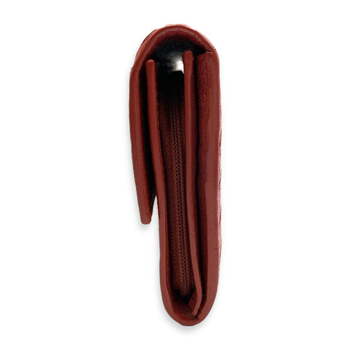 Intrecciato Long Orange Wallet in Nappa Leather, Silver hardware