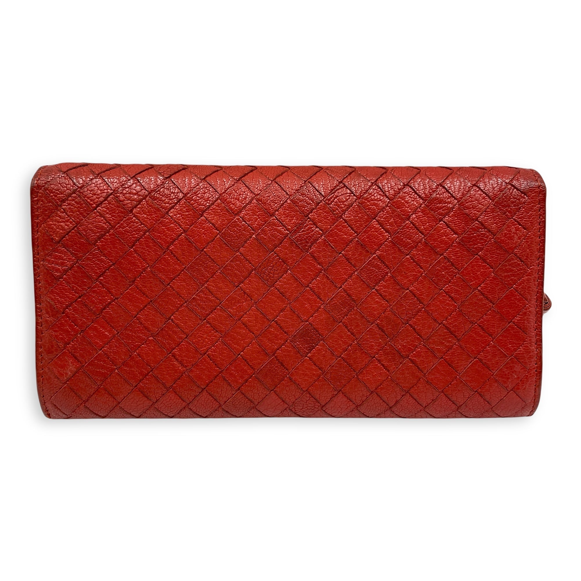 Intrecciato Long  Orange Wallet in Nappa Leather Silver hardware CL2505-12321 2