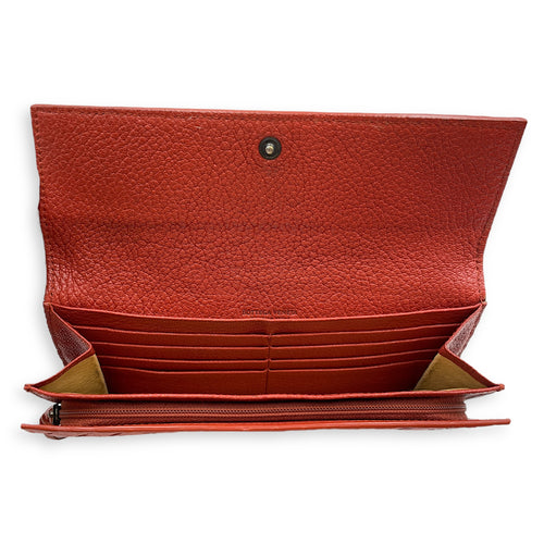 Intrecciato Long Orange Wallet in Nappa Leather, Silver hardware