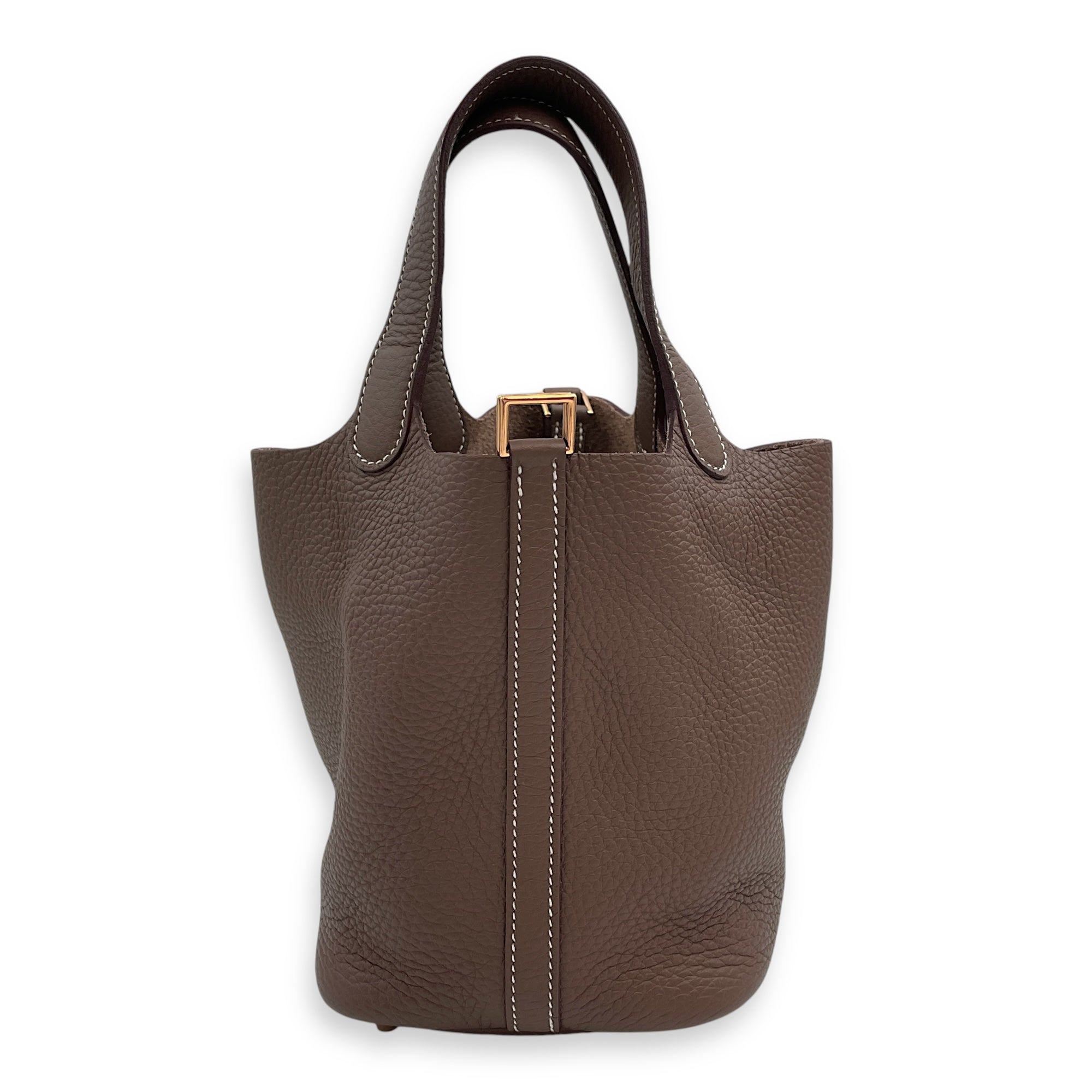 Picotin 18 Etoupe in Clemence, Gold hardware