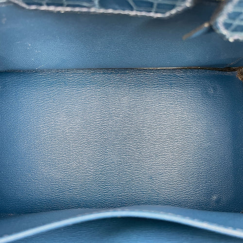 Birkin 25 Blue Roi in Shiny Niloticus, Palladium hardware