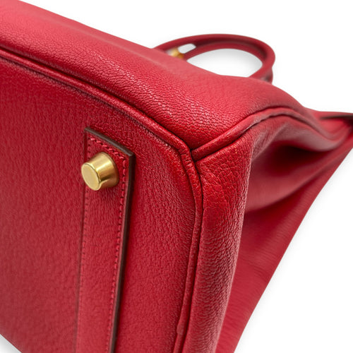 HAC 32 Rouge Vif in Chevre Coromandel, Gold hardware