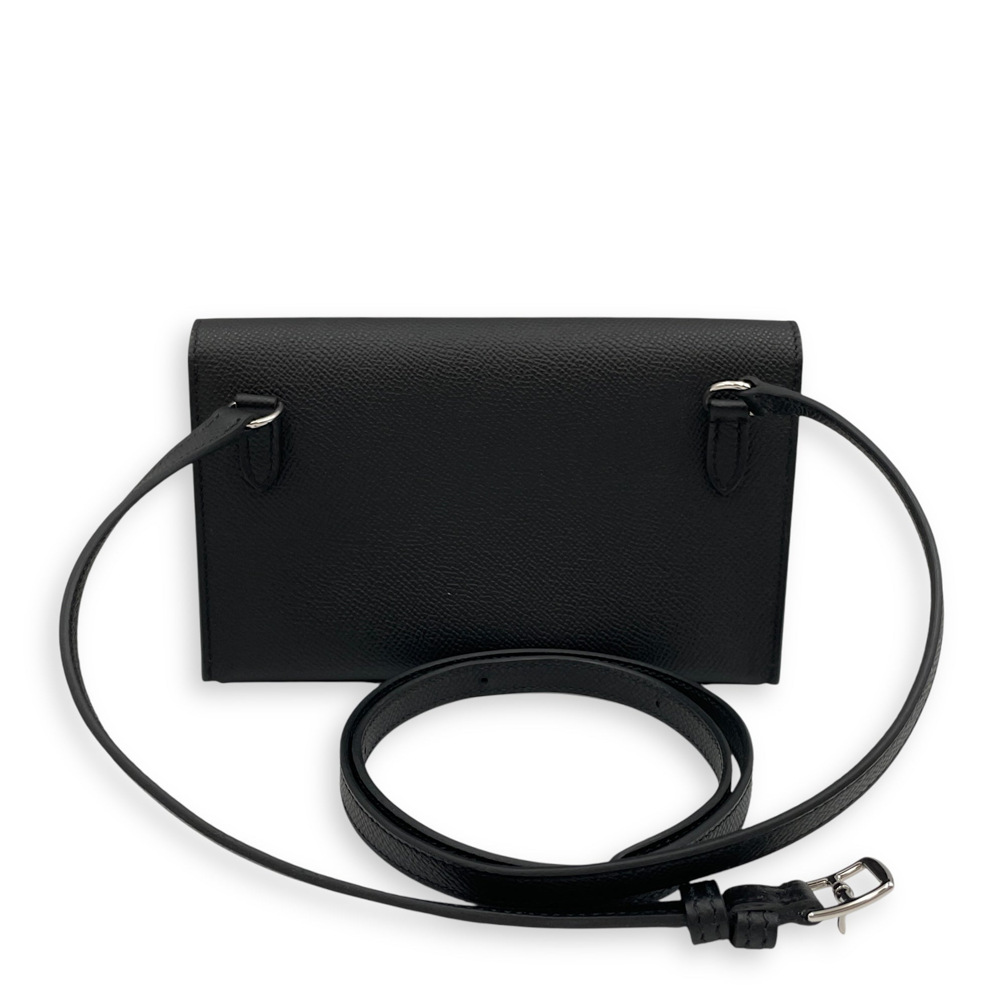 Hermesnap Black Crossbody Bag in Epsom, Palladium hardware