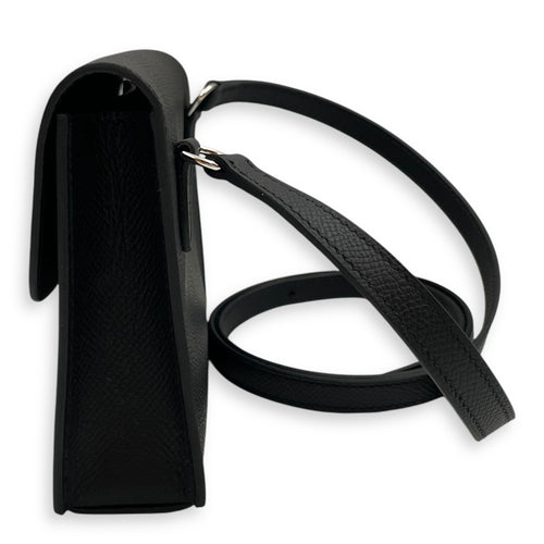 Hermesnap Black Crossbody Bag in Epsom, Palladium hardware