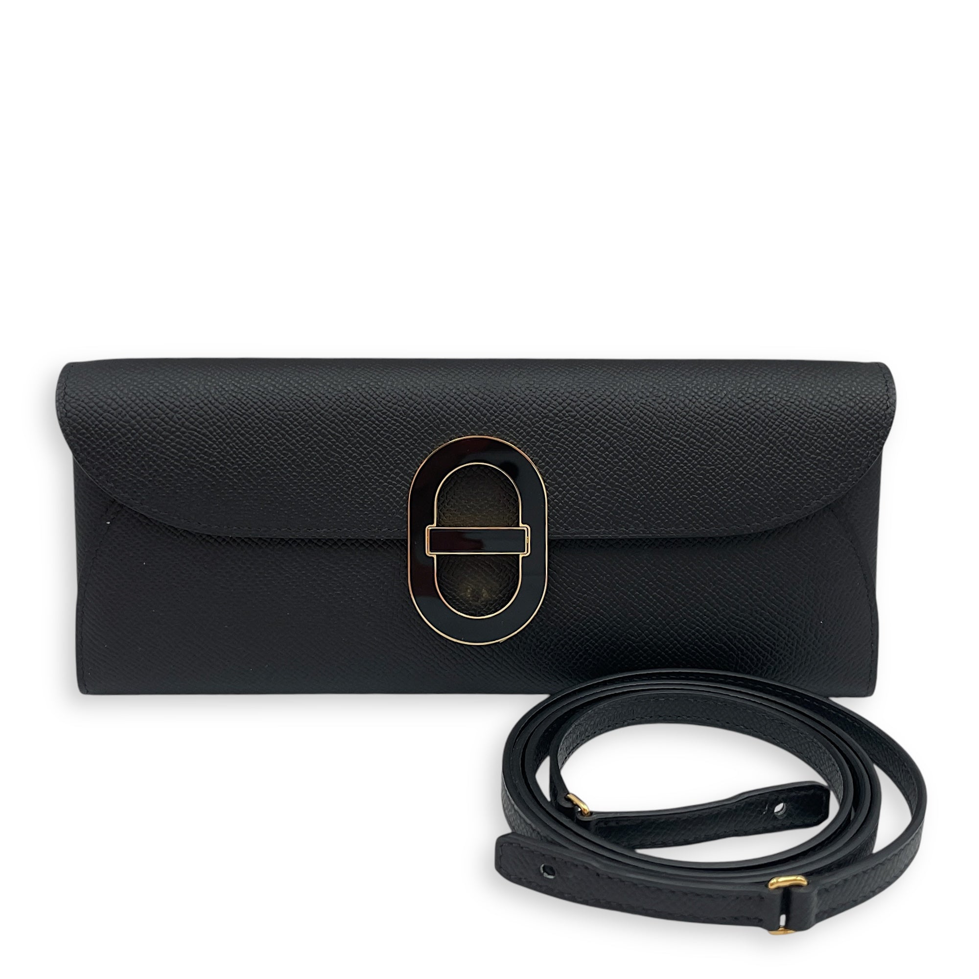Maillon To Go Black Crossbody Bag in Epsom, Lacquered hardware
