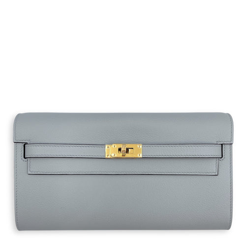Kelly To Go Blue Glacier Crossbody Bag in Evercolor, Gold hardware