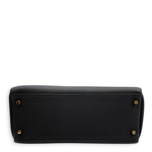 Kelly 28 Black in Togo, Gold hardware