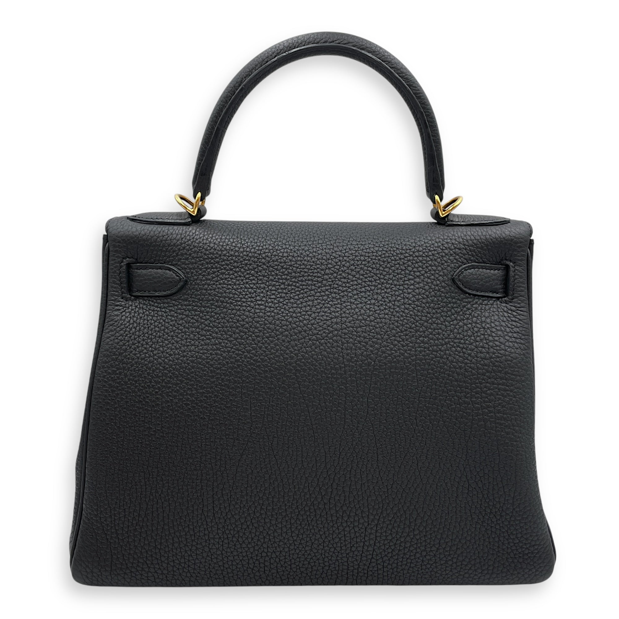 Kelly 28 Black in Togo, Gold hardware