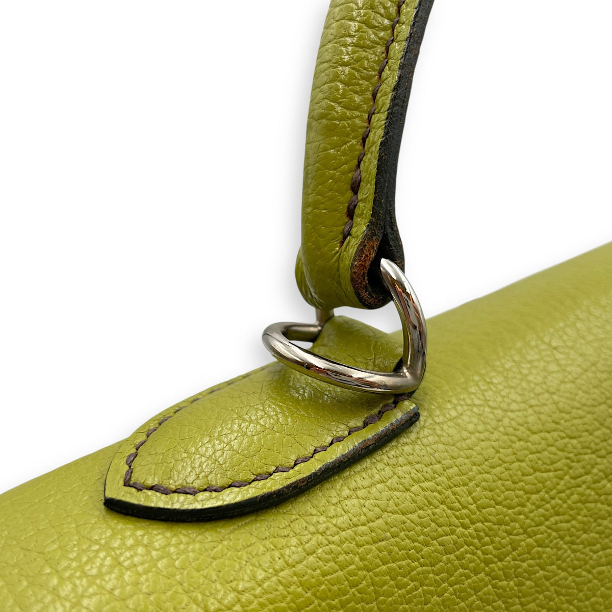 Sellier Kelly 32 Vert Anis in Chevre Mysore Palladium hardware