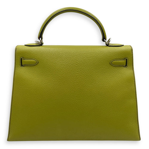 Sellier Kelly 32 Vert Anis in Chevre Mysore Palladium hardware