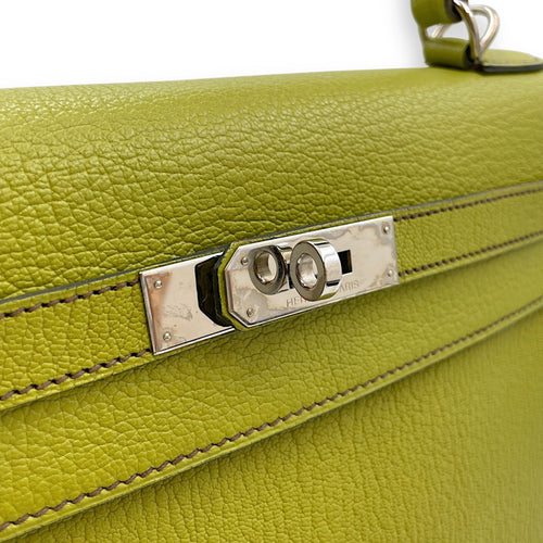 Sellier Kelly 32 Vert Anis in Chevre Mysore Palladium hardware