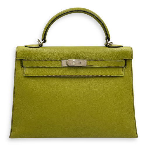 Sellier Kelly 32 Vert Anis in Chevre Mysore Palladium hardware