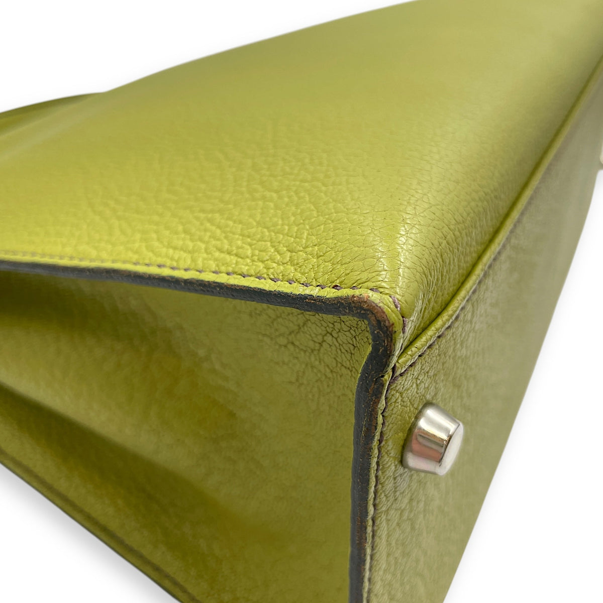 Sellier Kelly 32 Vert Anis in Chevre Mysore Palladium hardware