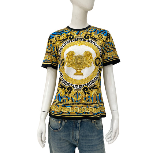 Versace Baroque Lion Print Multi-colour T-Shirt in Cotton