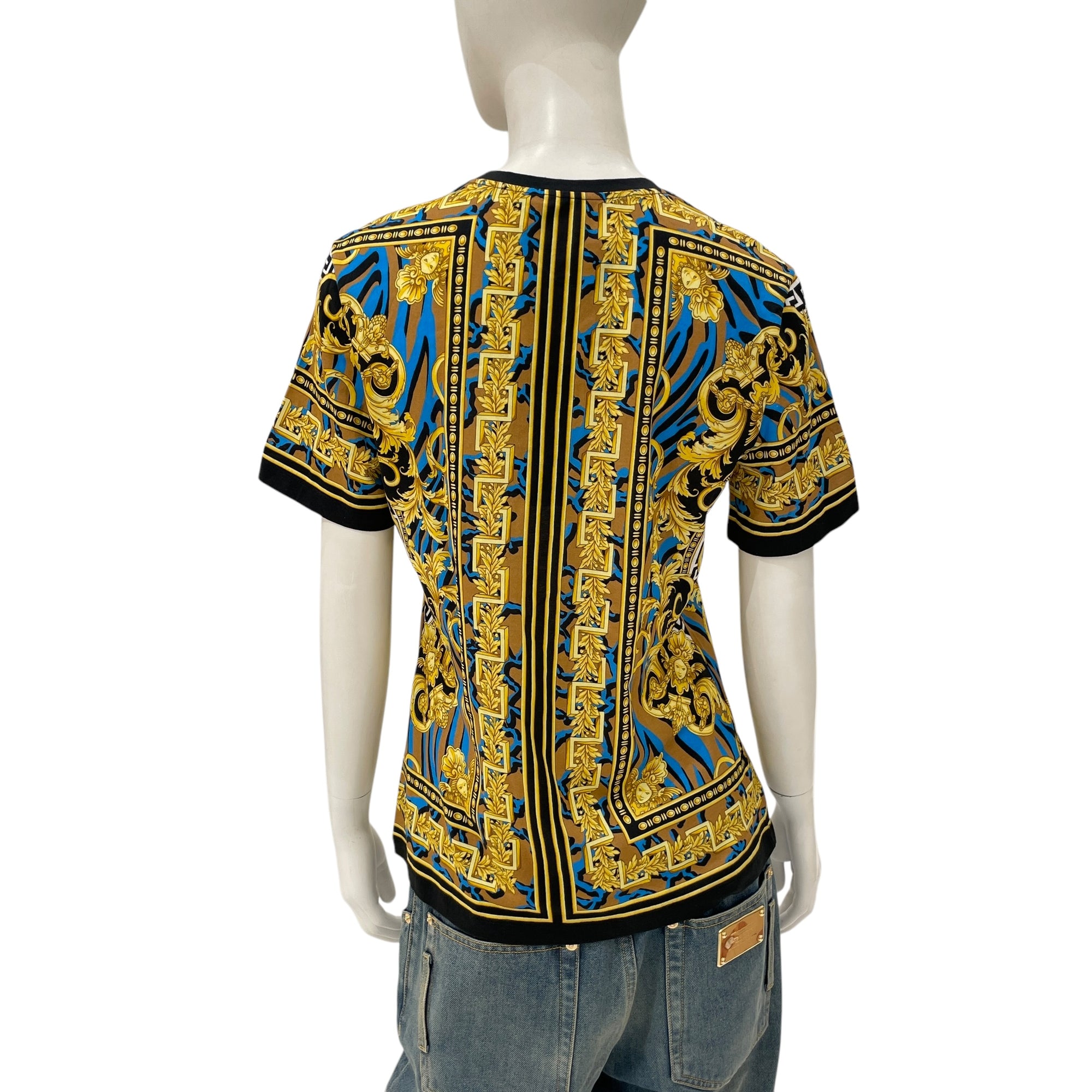 Versace Baroque Lion Print Multi-colour T-Shirt in Cotton