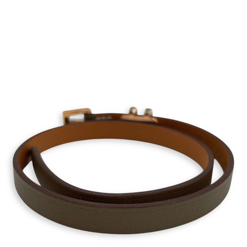 Pop H Double Tour T2 Etoupe Bracelet in Swift, Rose Gold hardware