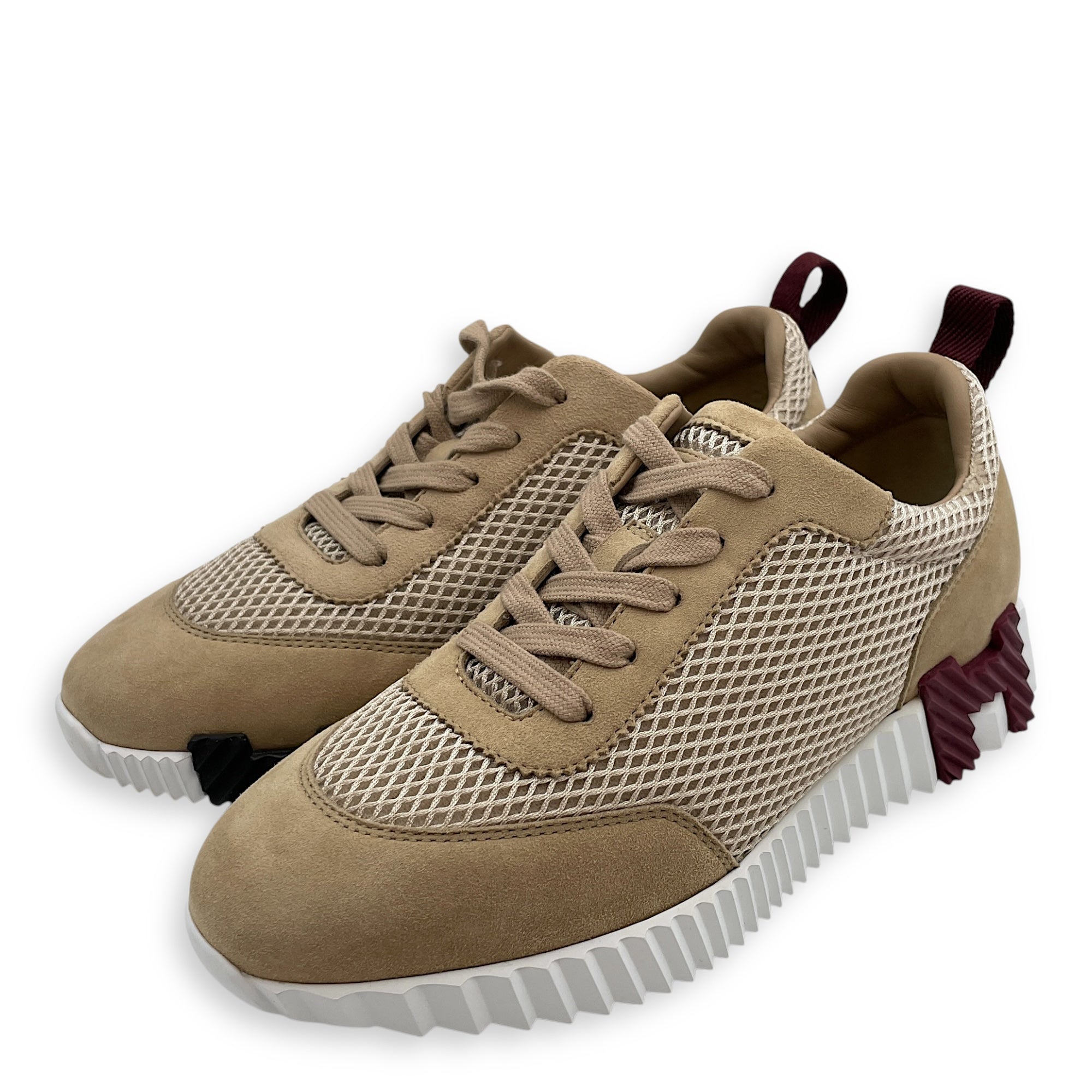 Bouncing 36 Beige Argile Sneakers in Suede Leather