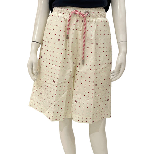 Heart Prints Forever XS Red/Ivory Bermuda in Polyester, Silver hardware