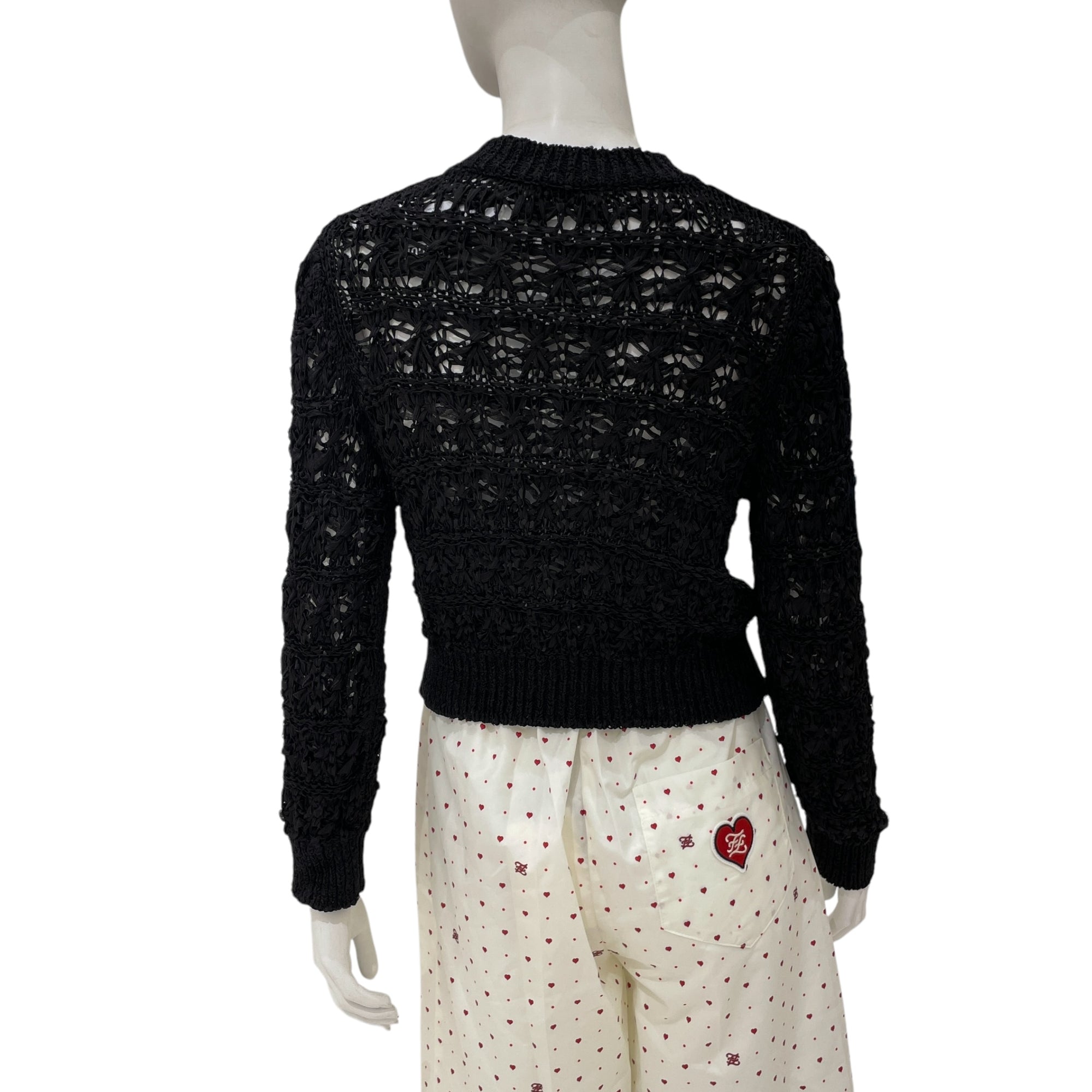 2024SS 36 Black Woven Cardigan in Silk
