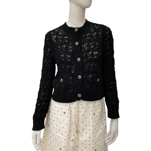 2024SS 36 Black Woven Cardigan in Silk