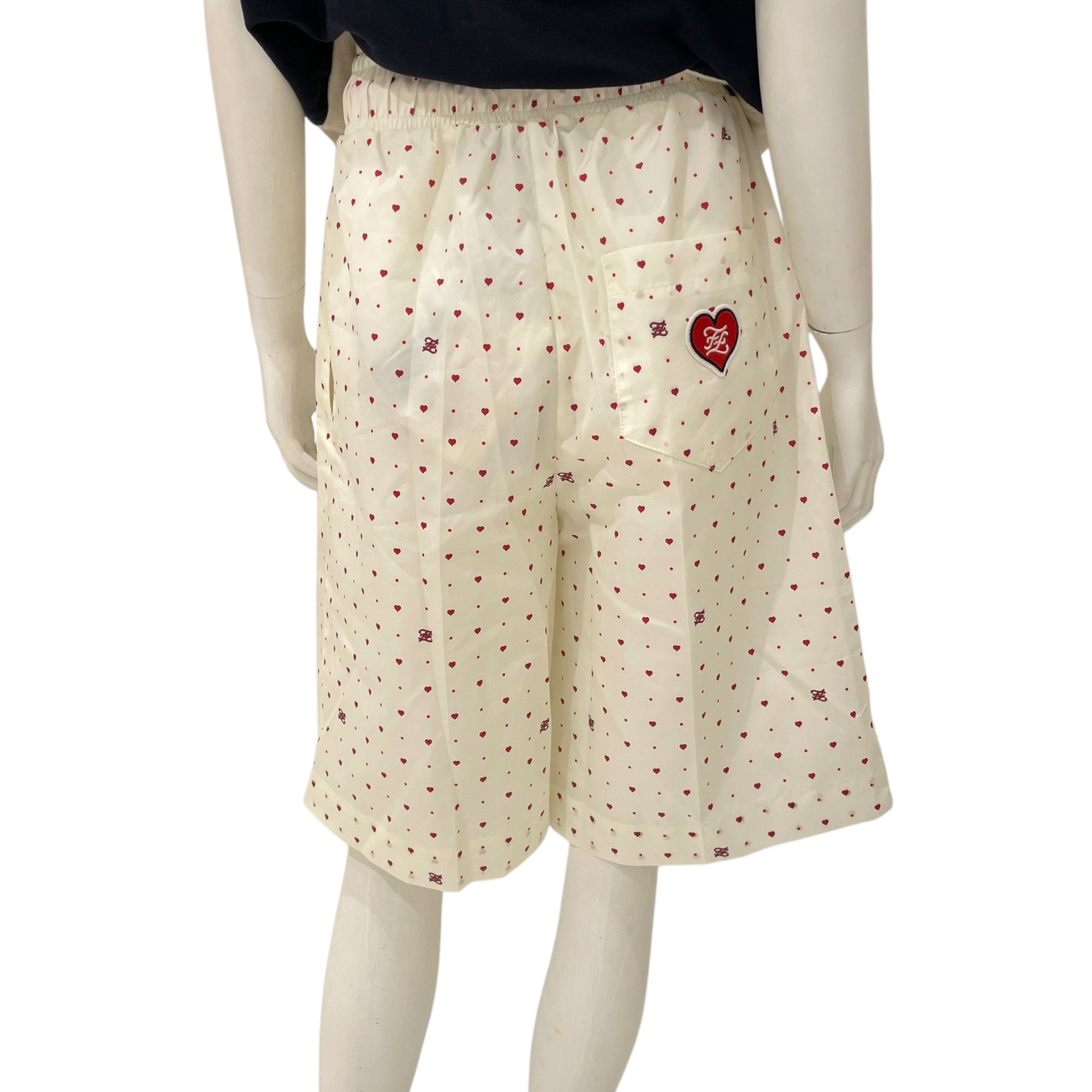Heart Prints Forever XS Red/Ivory Bermuda in Polyester, Silver hardware