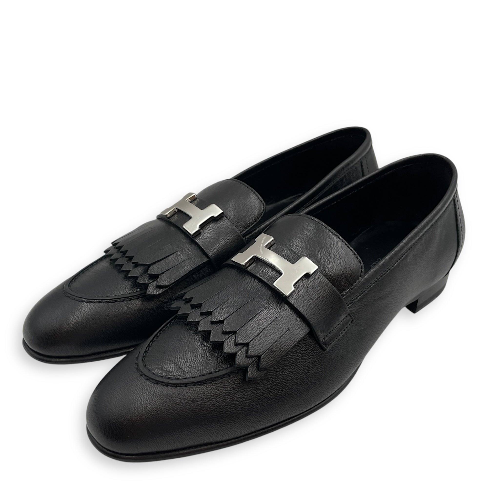 Royal 39 Black Loafers in Cherve Leather, Palladium hardware