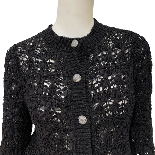 2024SS 36 Black Woven Cardigan in Silk