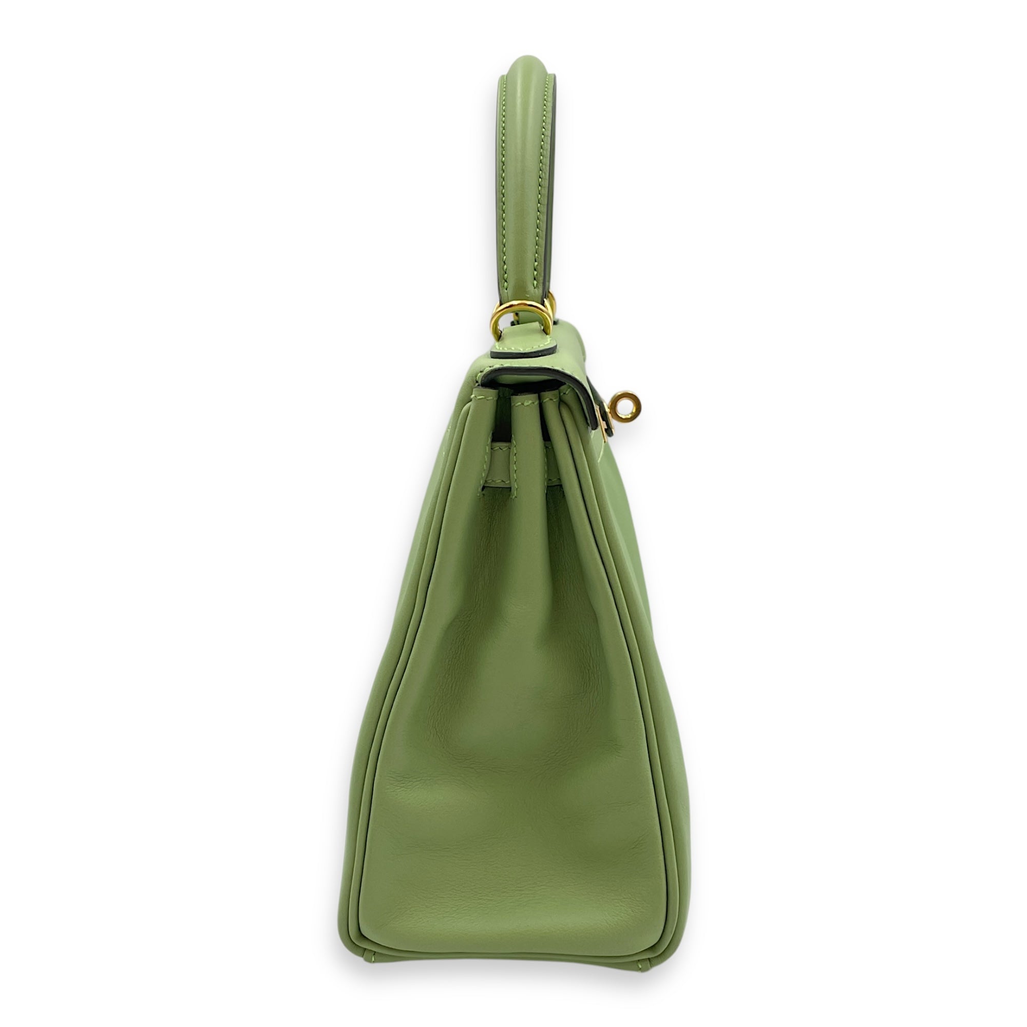Kelly 25 Vert Criquet in Swift, Gold hardware
