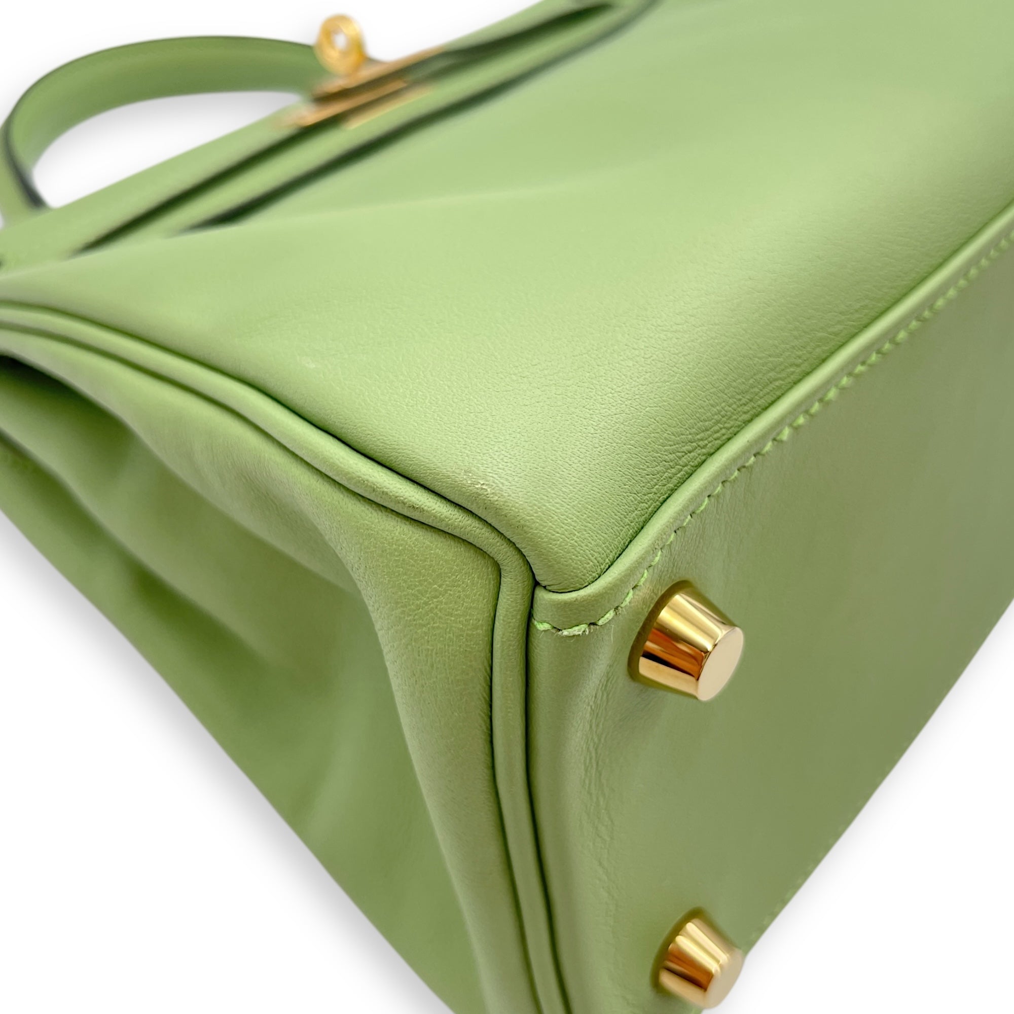 Kelly 25 Vert Criquet in Swift, Gold hardware