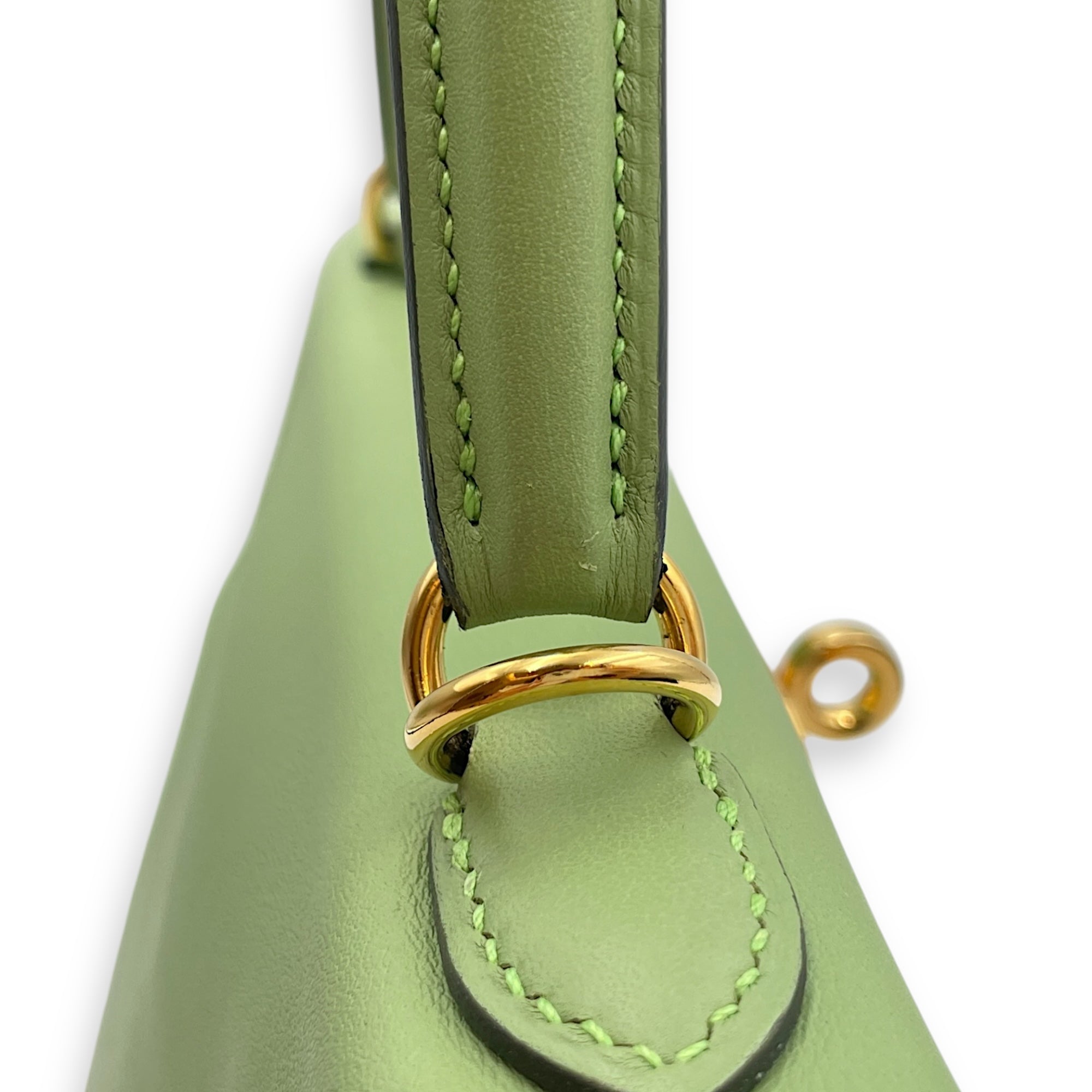 Kelly 25 Vert Criquet in Swift, Gold hardware