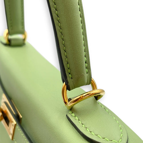 Kelly 25 Vert Criquet in Swift, Gold hardware
