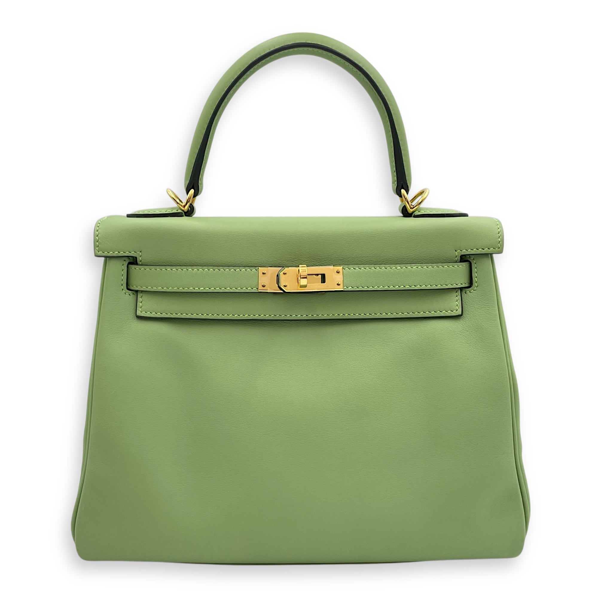 Kelly 25 Vert Criquet in Swift, Gold hardware