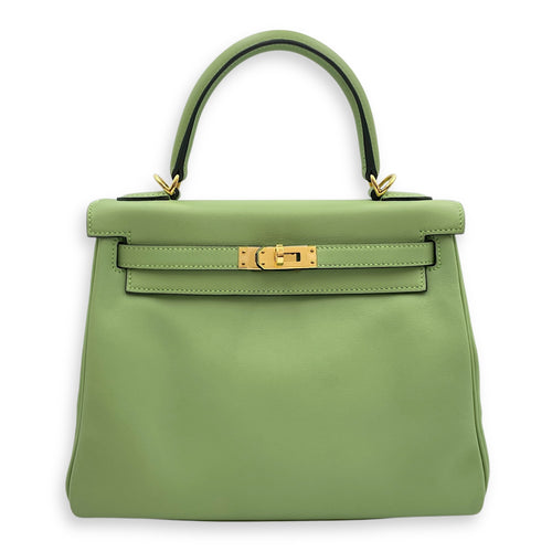Kelly 25 Vert Criquet in Swift, Gold hardware