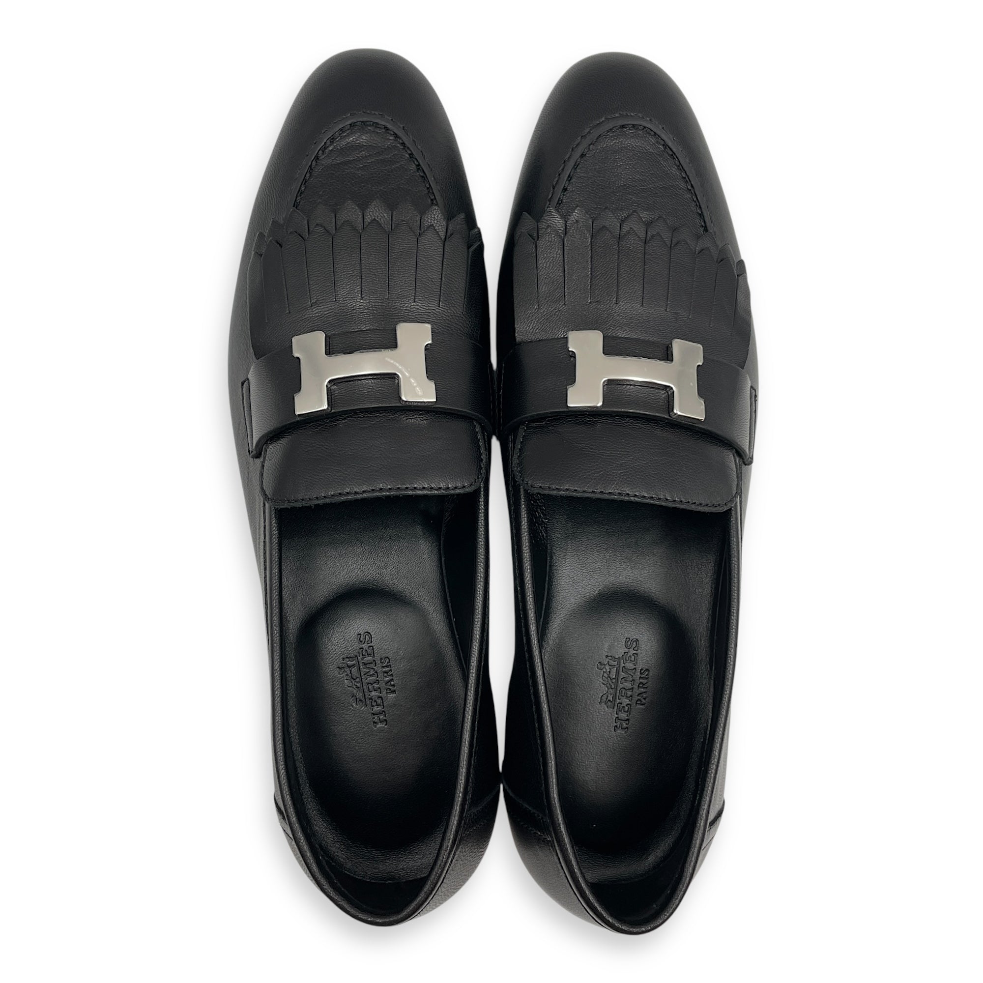 Royal 39 Black Loafers in Cherve Leather, Palladium hardware