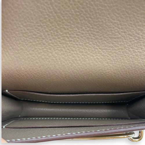 Roulis Slim Etoupe Wallet in Evercolor, Permabrass hardware