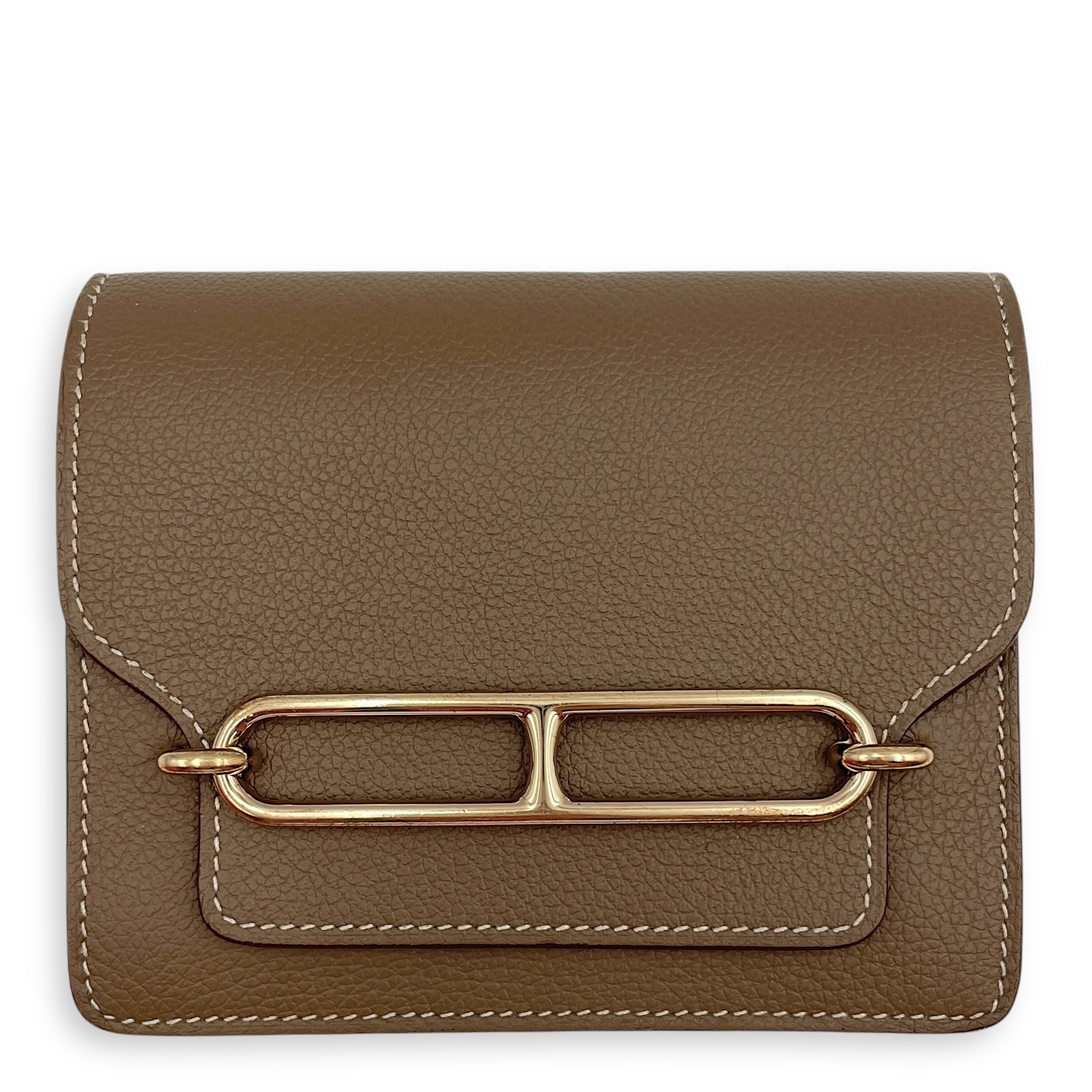 Roulis Slim Etoupe Wallet in Evercolor, Permabrass hardware