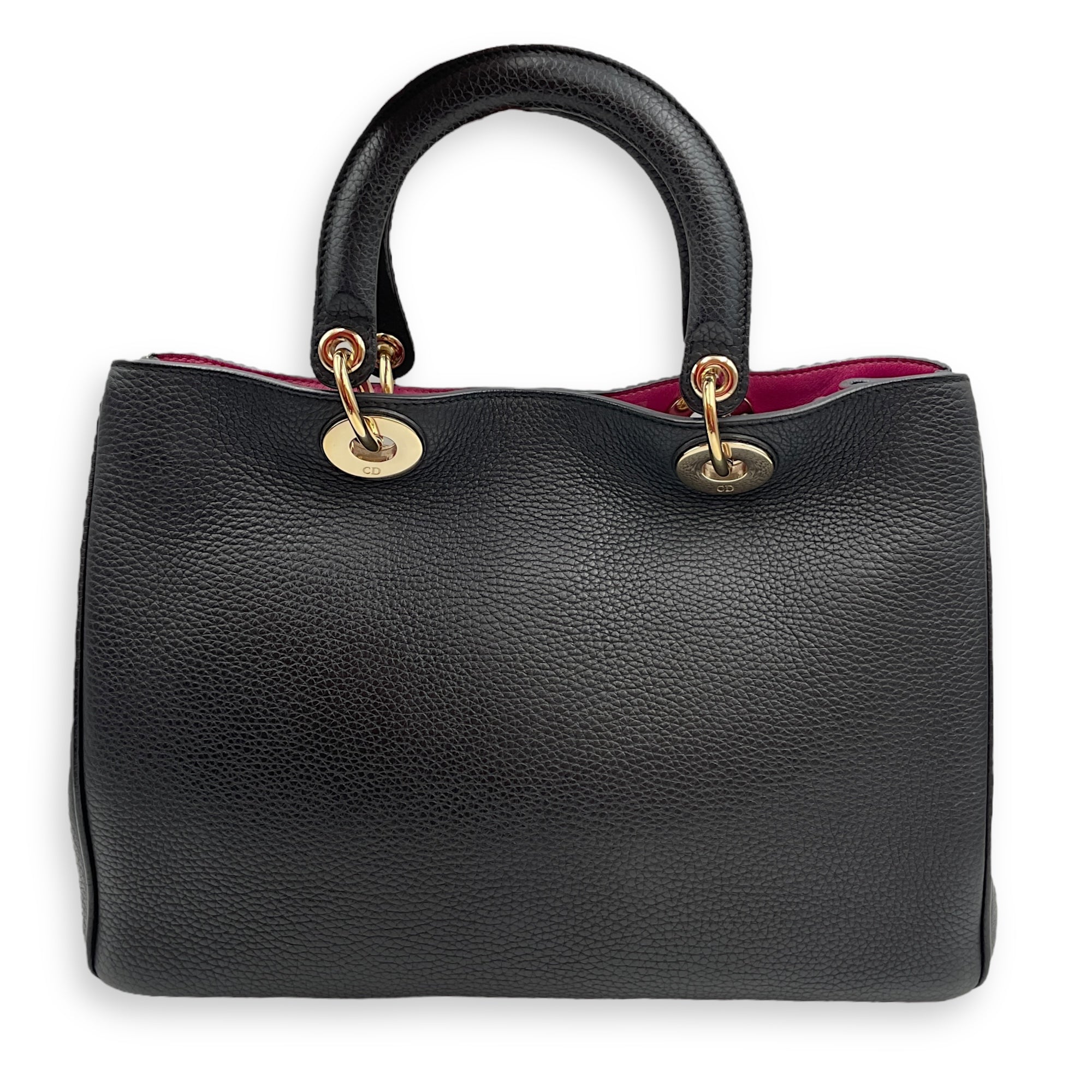 Diorissimo 35 Black Top Handle Bag in Calfskin, Gold hardware