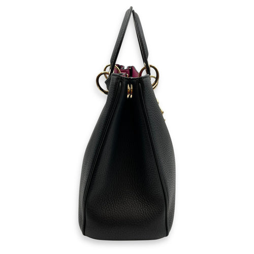 Diorissimo 35 Black Top Handle Bag in Calfskin, Gold hardware