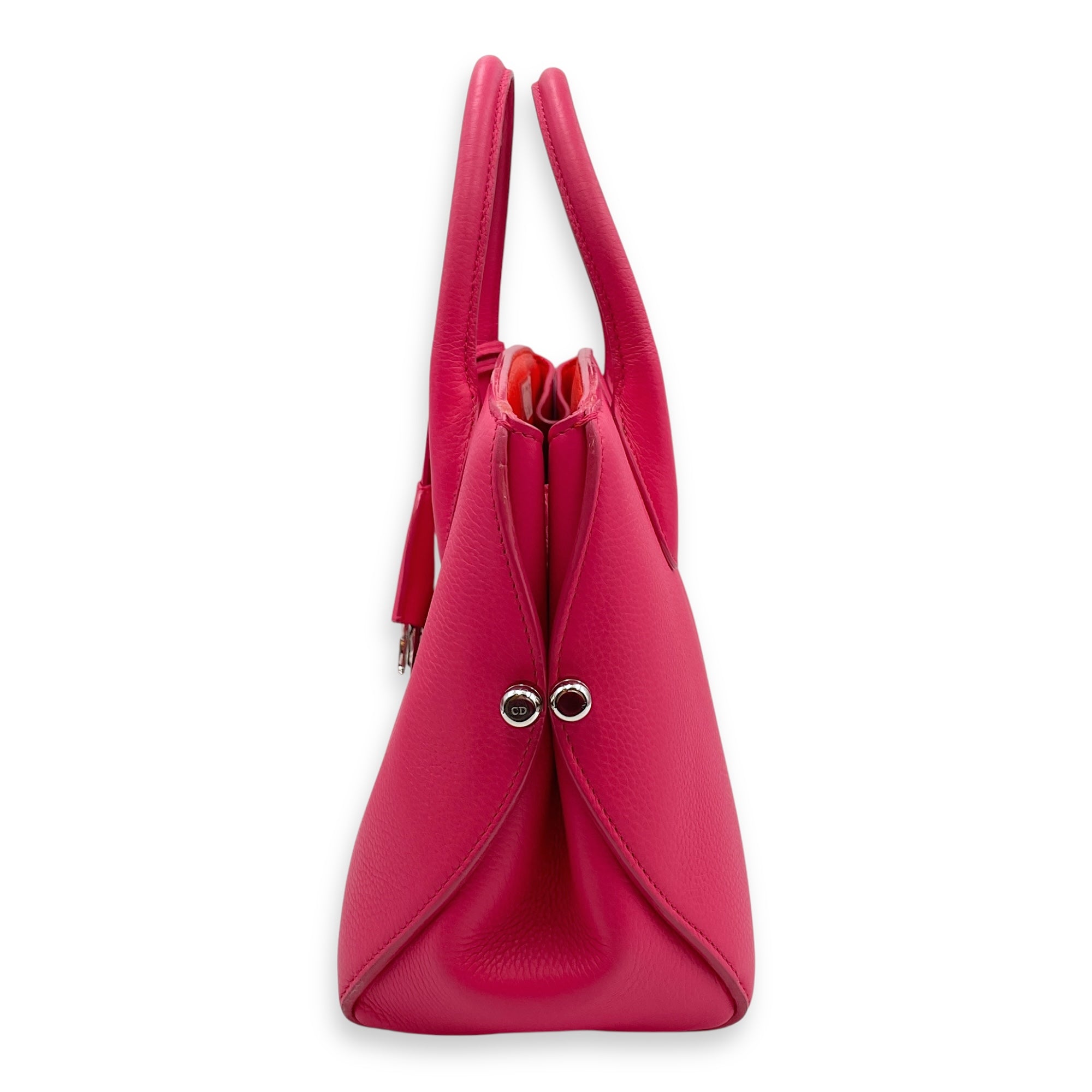 Open bar bag Pink Top Handle Bag in Calfskin, Silver hardware