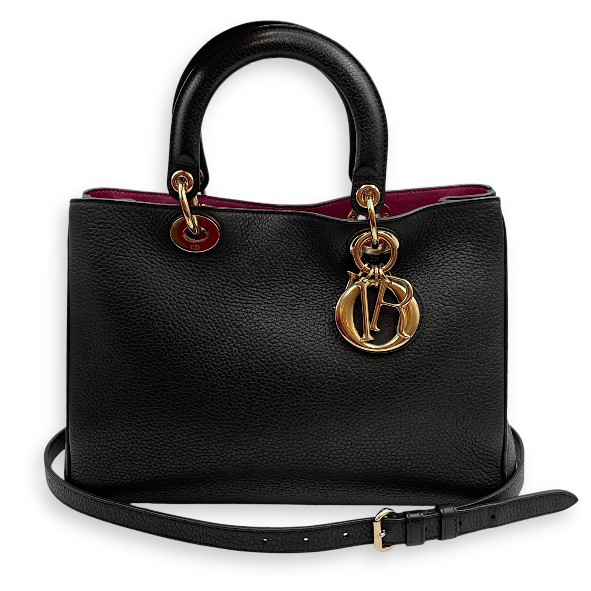 Diorissimo 35 Black Top Handle Bag in Calfskin, Gold hardware