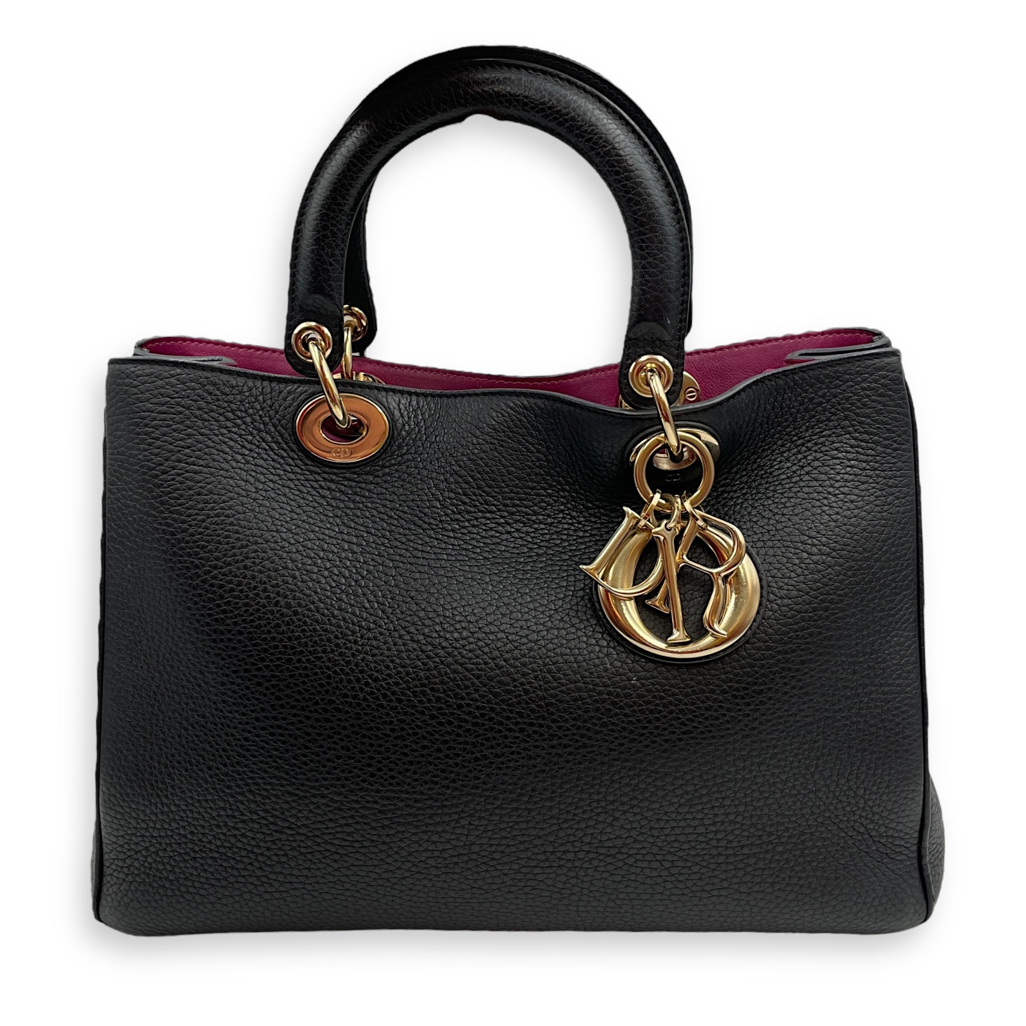 Diorissimo 35 Black Top Handle Bag in Calfskin, Gold hardware