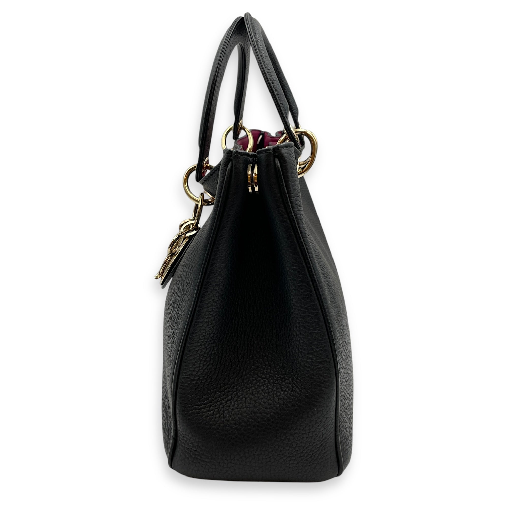 Diorissimo 35 Black Top Handle Bag in Calfskin, Gold hardware