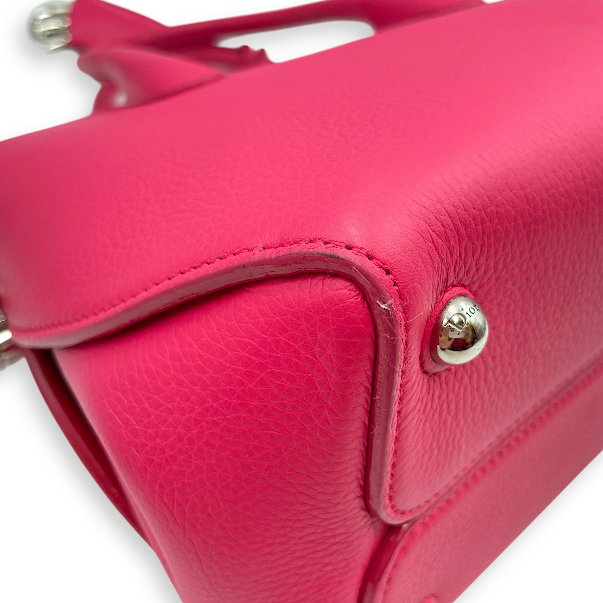 Open bar bag Pink Top Handle Bag in Calfskin, Silver hardware