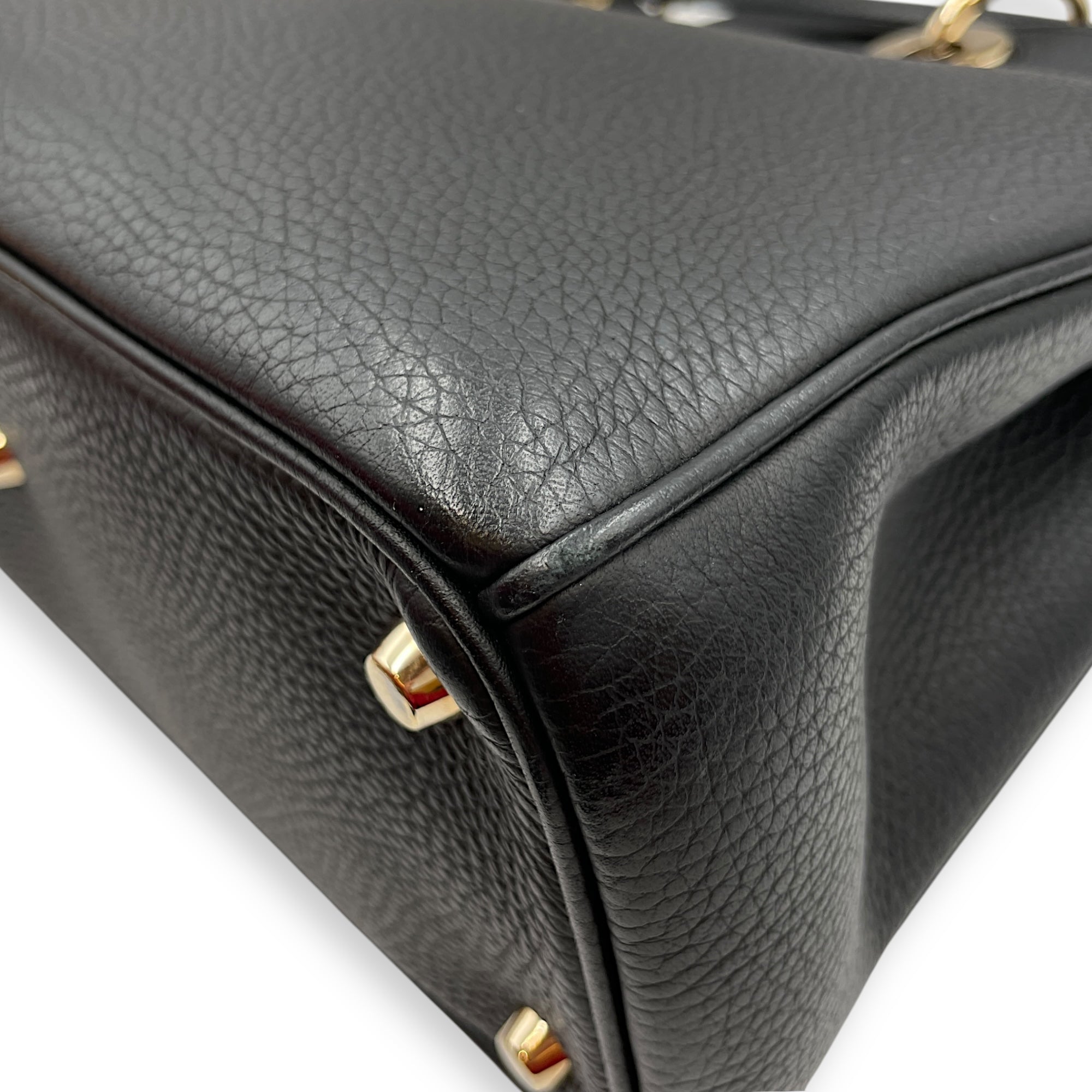 Diorissimo 35 Black Top Handle Bag in Calfskin, Gold hardware