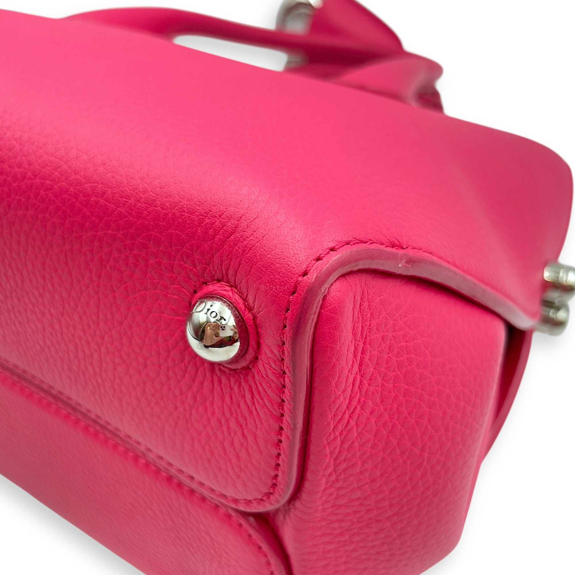 Open bar bag Pink Top Handle Bag in Calfskin, Silver hardware