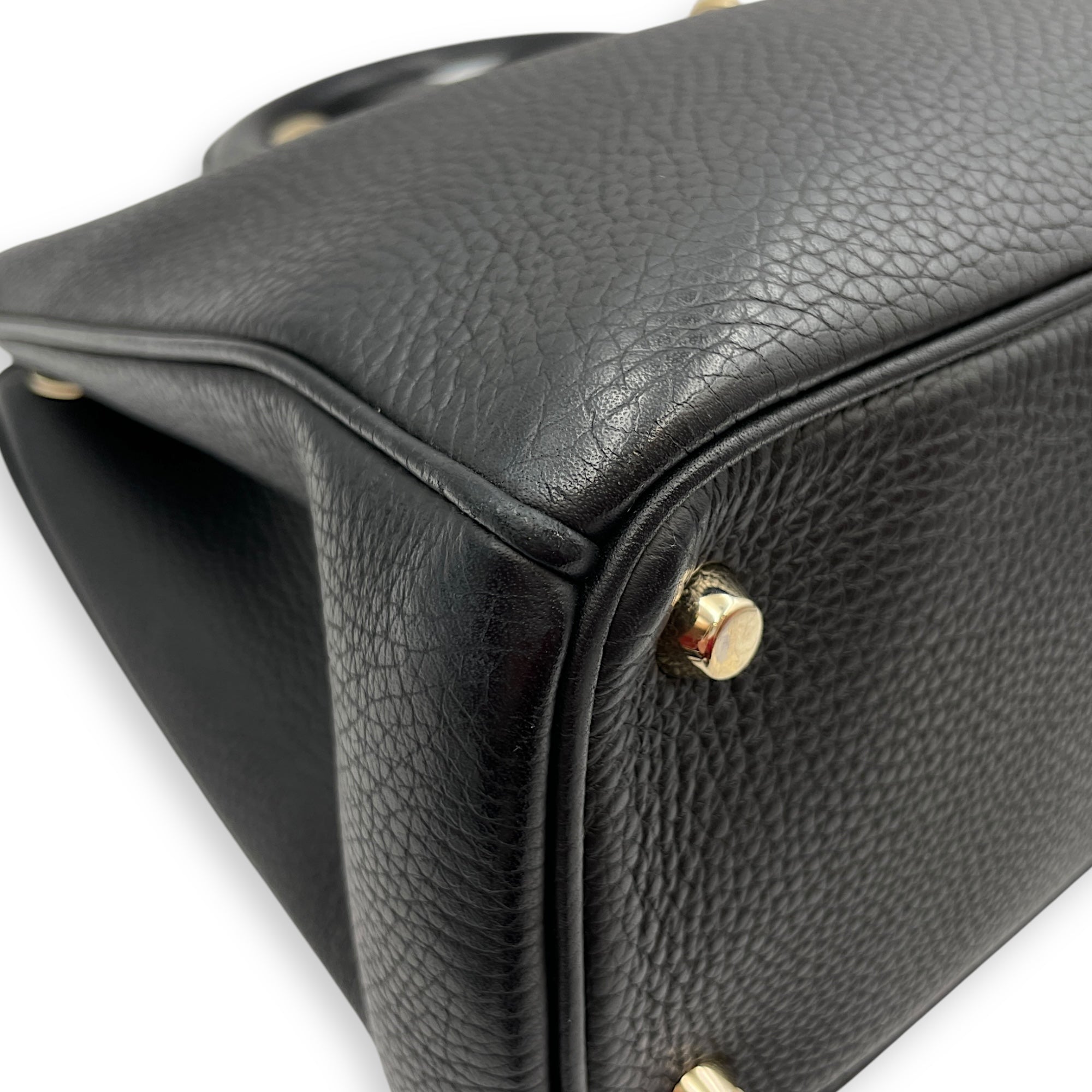 Diorissimo 35 Black Top Handle Bag in Calfskin, Gold hardware